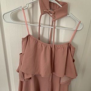 off the shoulder pink dress with collar attached